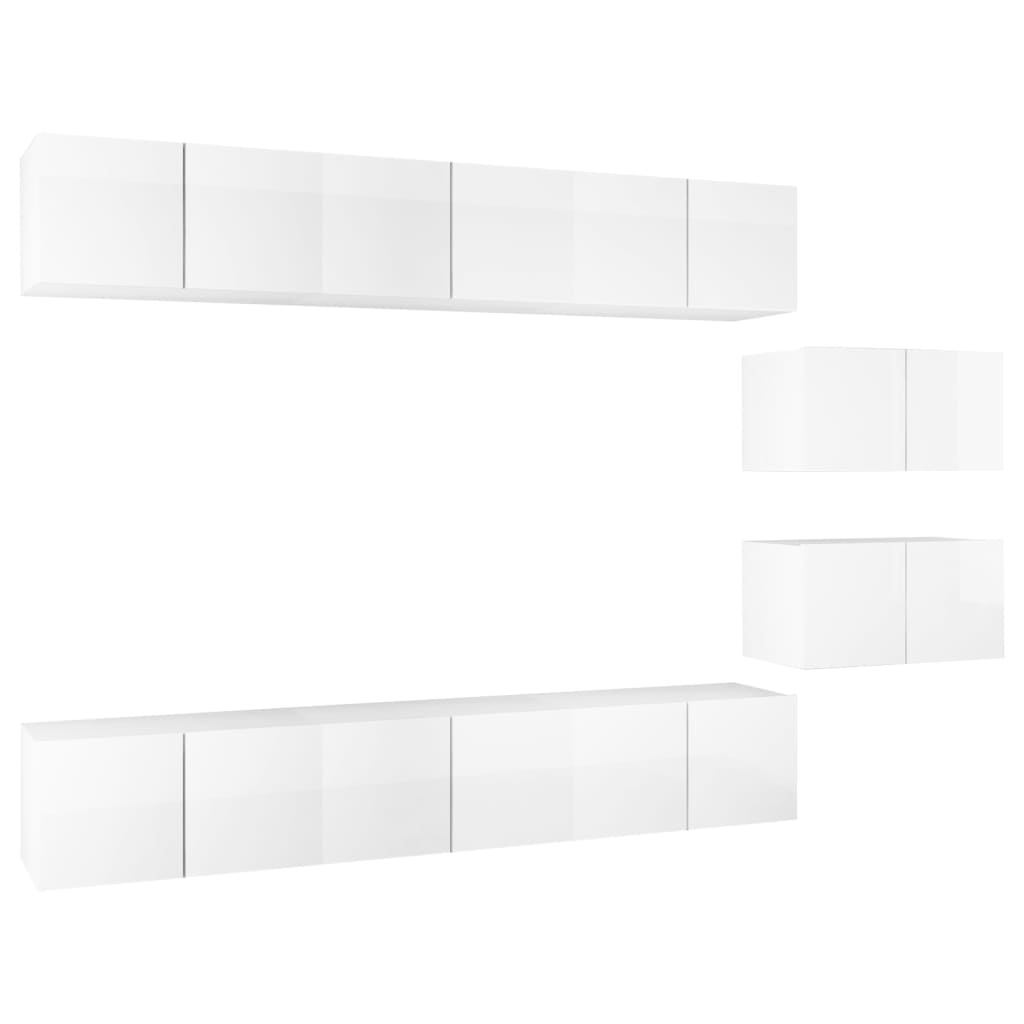 Meubles TV 8 pcs Blanc brillant Bois d'ingénierie