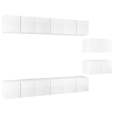 Meubles TV 8 pcs Blanc brillant Bois d'ingénierie