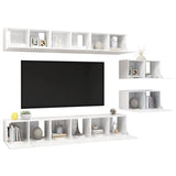 Meubles TV 8 pcs Blanc brillant Bois d'ingénierie