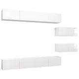 Ensemble de meubles TV 6 pcs Blanc brillant Bois d'ingénierie