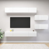 Ensemble de meubles TV 6 pcs Blanc brillant Bois d'ingénierie