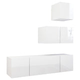 Ensemble de meubles TV 4 pcs Blanc brillant Bois d'ingénierie