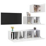 Ensemble de meubles TV 4 pcs Blanc brillant Bois d'ingénierie