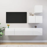 Ensemble de meuble TV 4 pcs Blanc brillant Bois d'ingénierie