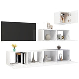 Ensemble de meuble TV 4 pcs Blanc brillant Bois d'ingénierie