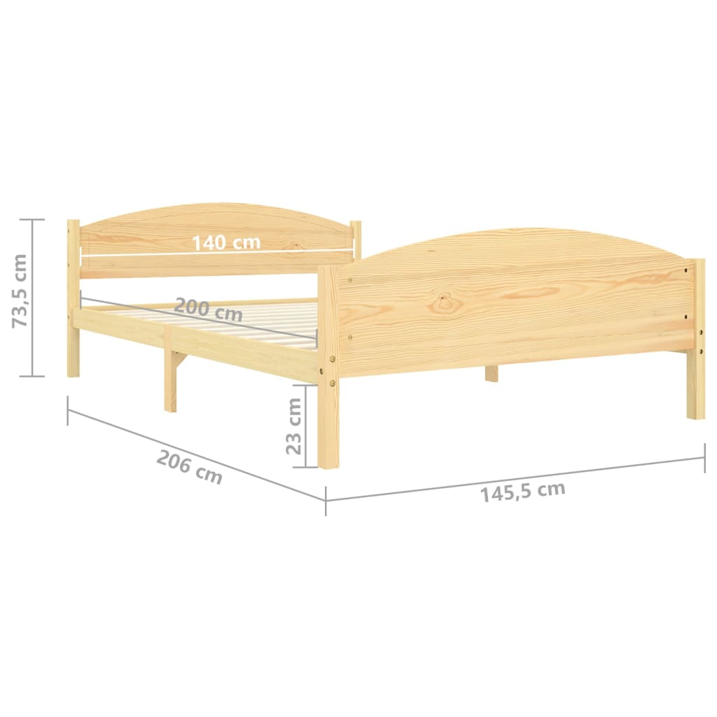 Cadre de lit sans matelas bois massif de pin 140x200 cm