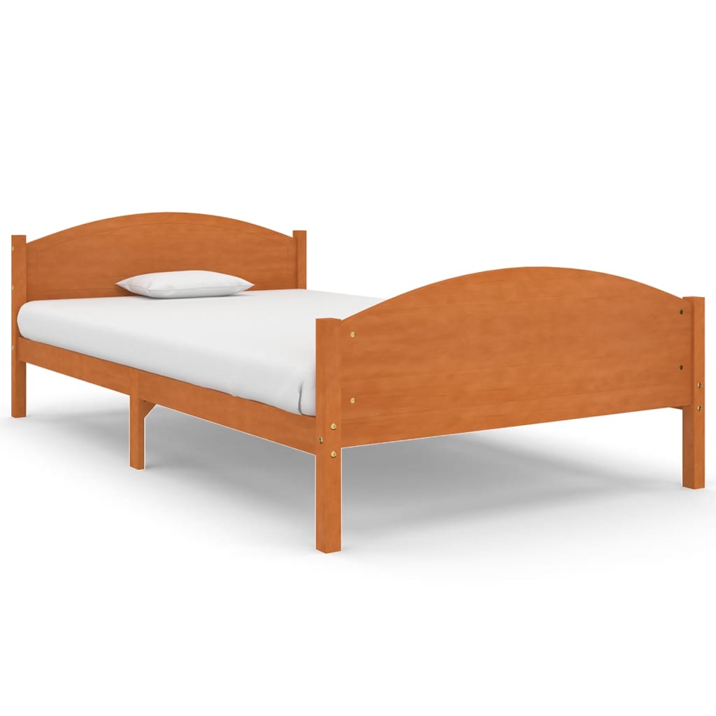 Cadre de lit sans matelas marron miel pin massif 120x200 cm