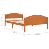 Cadre de lit sans matelas marron miel pin massif 120x200 cm