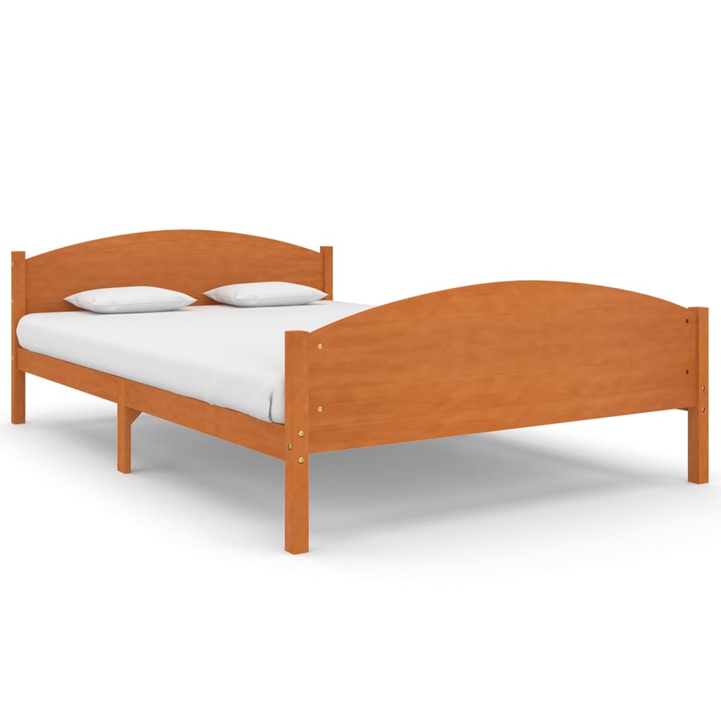 Cadre de lit sans matelas marron miel pin massif 140x200 cm