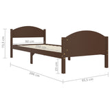 Cadre de lit sans matelas marron foncé bois pin massif 90x200cm