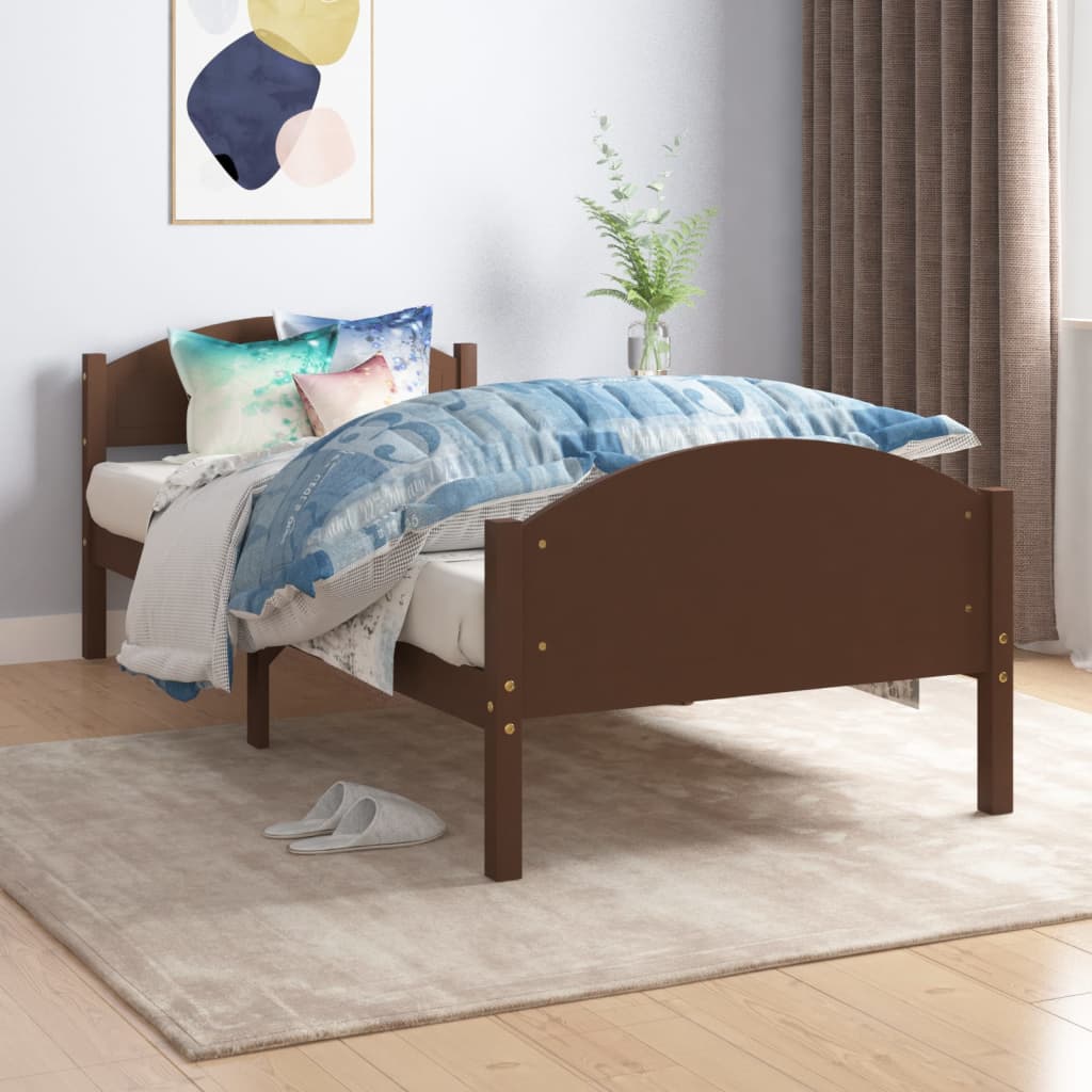 Cadre de lit sans matelas marron foncé pin massif 100x200 cm