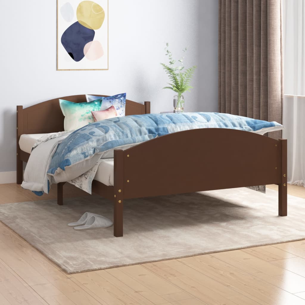 Cadre de lit sans matelas marron foncé pin massif 120x200 cm