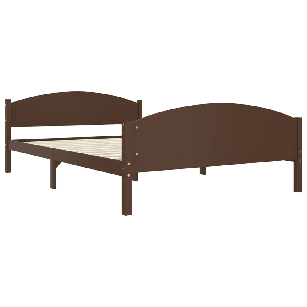 Cadre de lit sans matelas marron foncé pin massif 140x200 cm