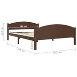 Cadre de lit sans matelas marron foncé pin massif 140x200 cm