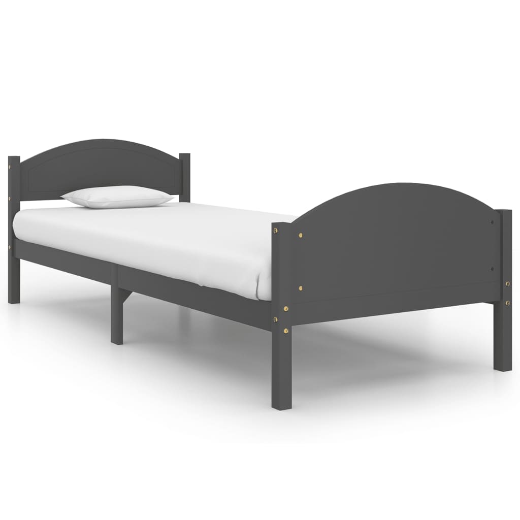 Cadre de lit sans matelas gris foncé bois pin massif 90x200cm