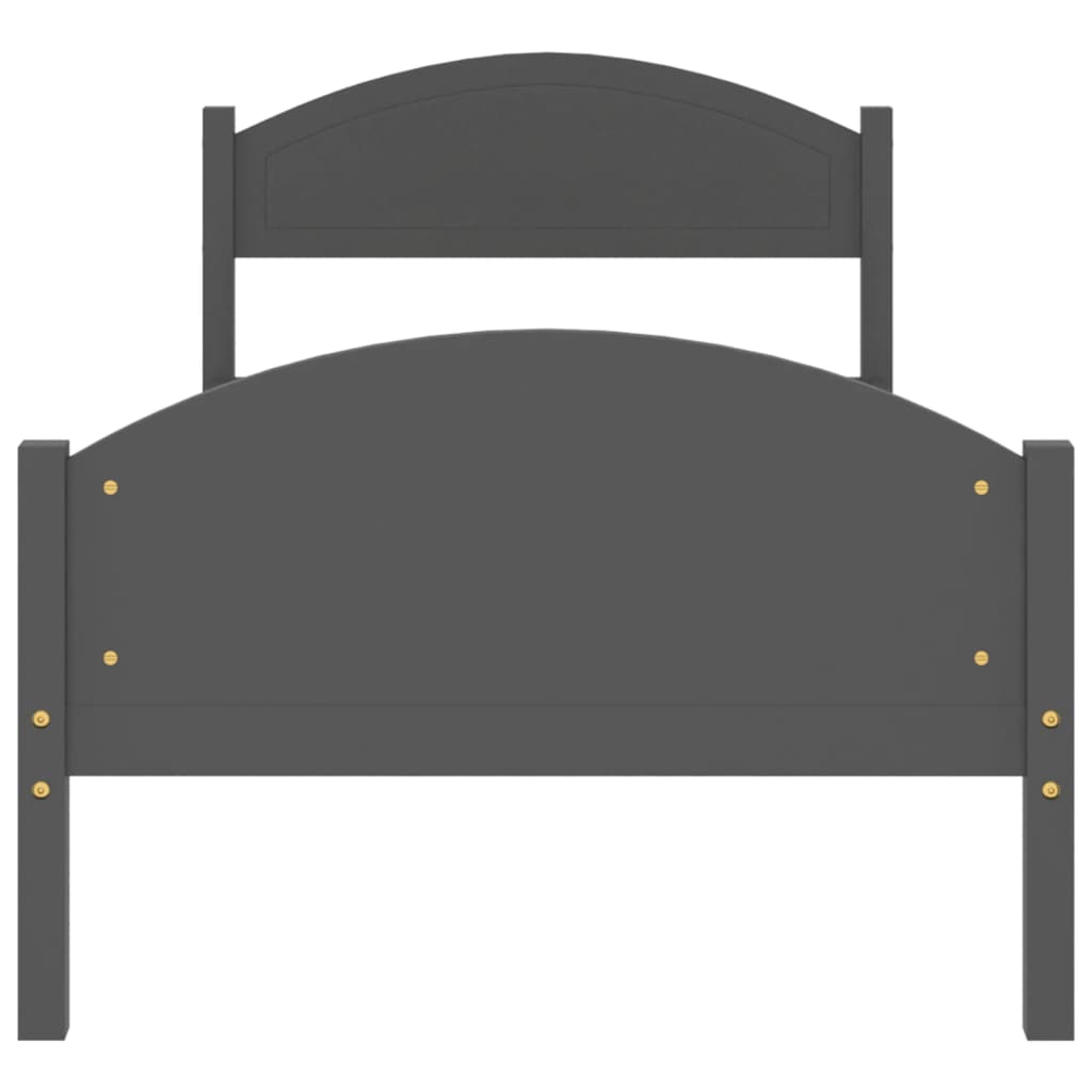 Cadre de lit sans matelas gris foncé bois pin massif 90x200cm