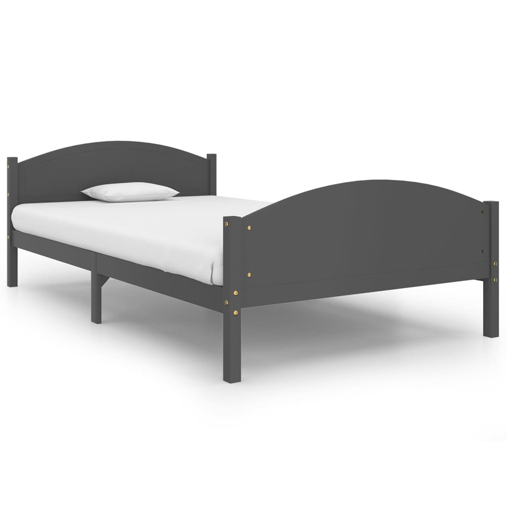 Cadre de lit sans matelas gris foncé pin massif 120x200 cm