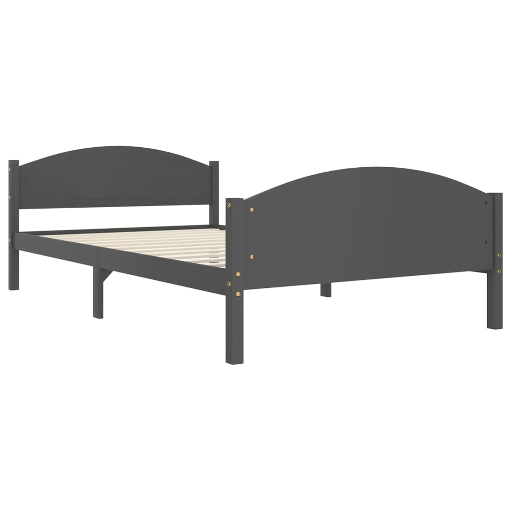 Cadre de lit sans matelas gris foncé pin massif 120x200 cm