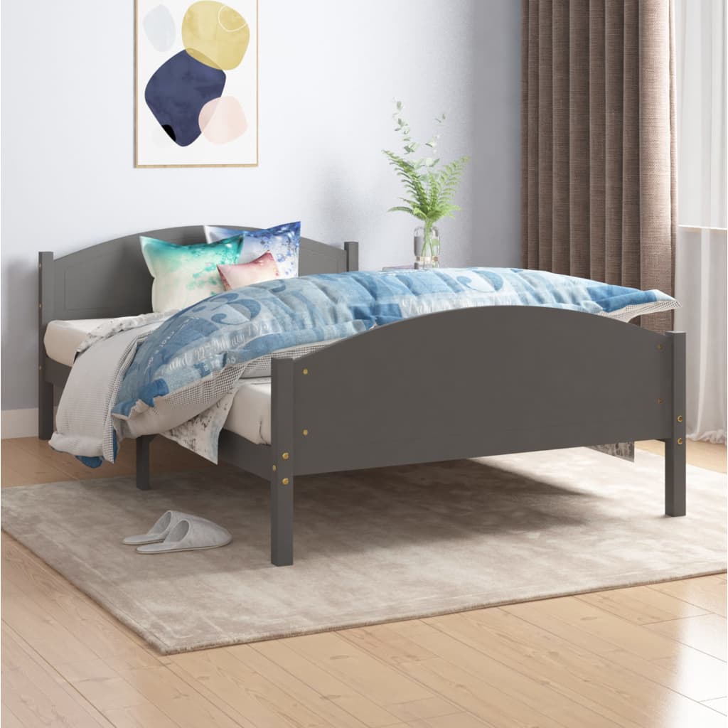 Cadre de lit sans matelas gris foncé pin massif 120x200 cm