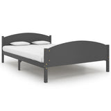 Cadre de lit sans matelas gris foncé pin massif 140x200 cm