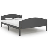 Cadre de lit sans matelas gris foncé pin massif 160x200 cm