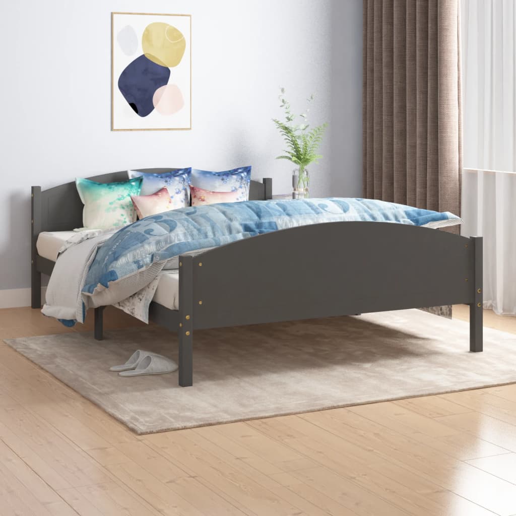 Cadre de lit sans matelas gris foncé pin massif 160x200 cm