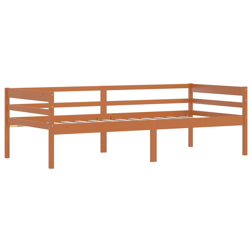 Cadre de lit sans matelas Marron miel Bois pin massif 90x200 cm