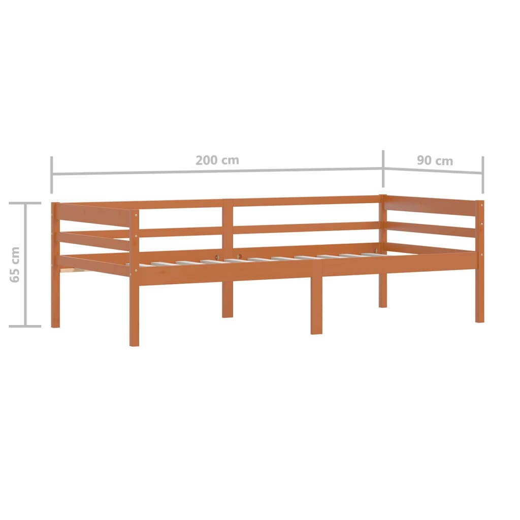 Cadre de lit sans matelas Marron miel Bois pin massif 90x200 cm