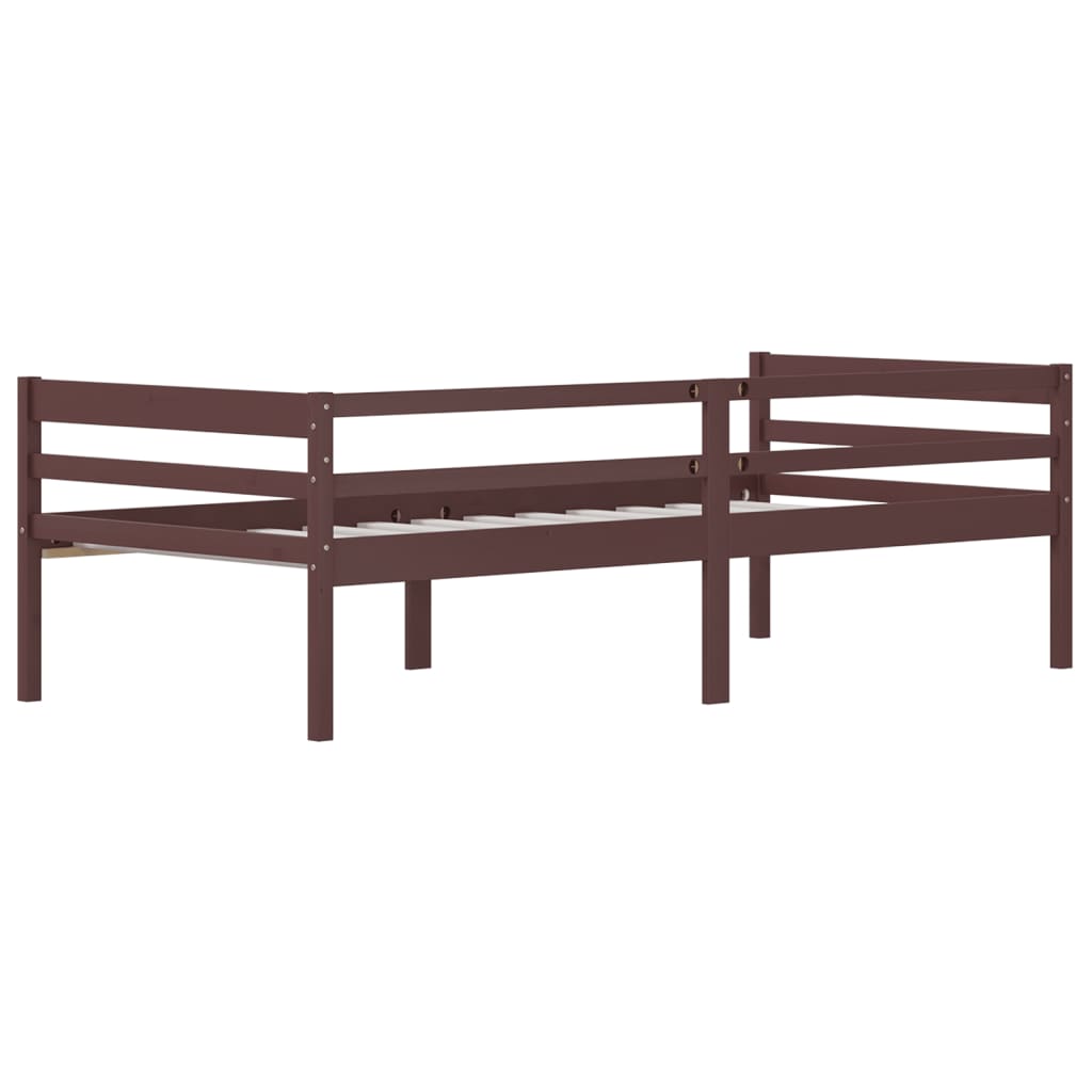 Cadre de lit sans matelas marron foncé bois pin massif 90x200cm