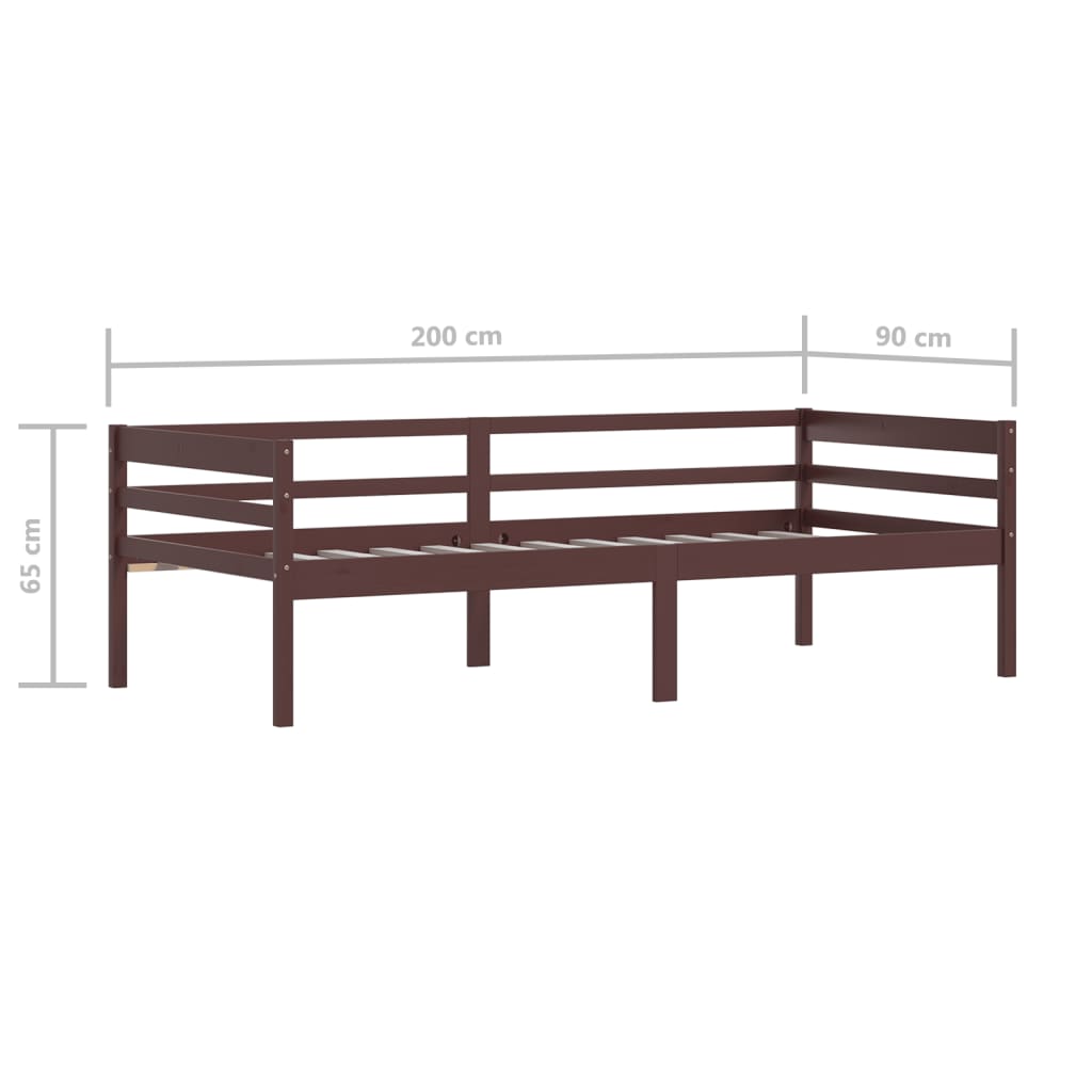 Cadre de lit sans matelas marron foncé bois pin massif 90x200cm