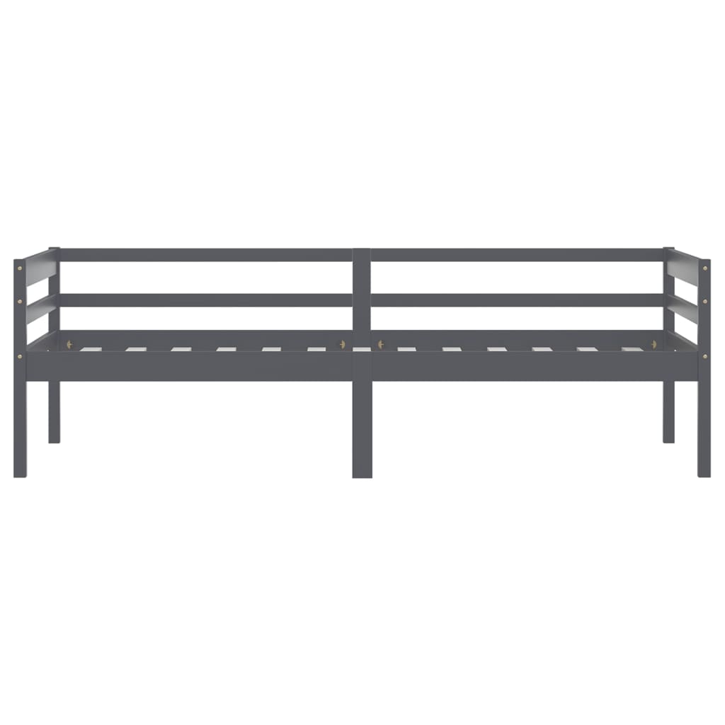 Cadre de lit sans matelas gris foncé bois pin massif 90x200cm