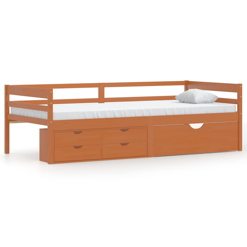 Cadre de lit avec rangement sans matelas marron miel 90x200 cm