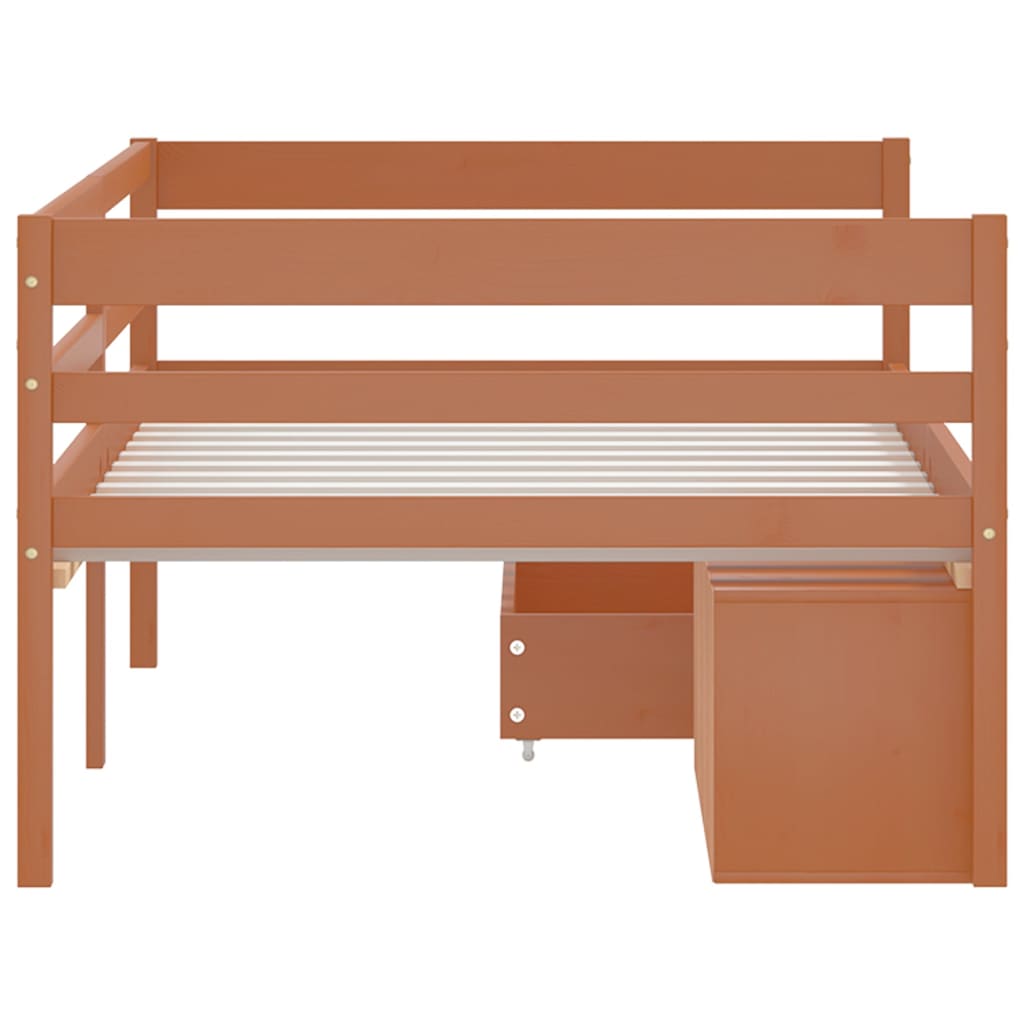 Cadre de lit avec rangement sans matelas marron miel 90x200 cm