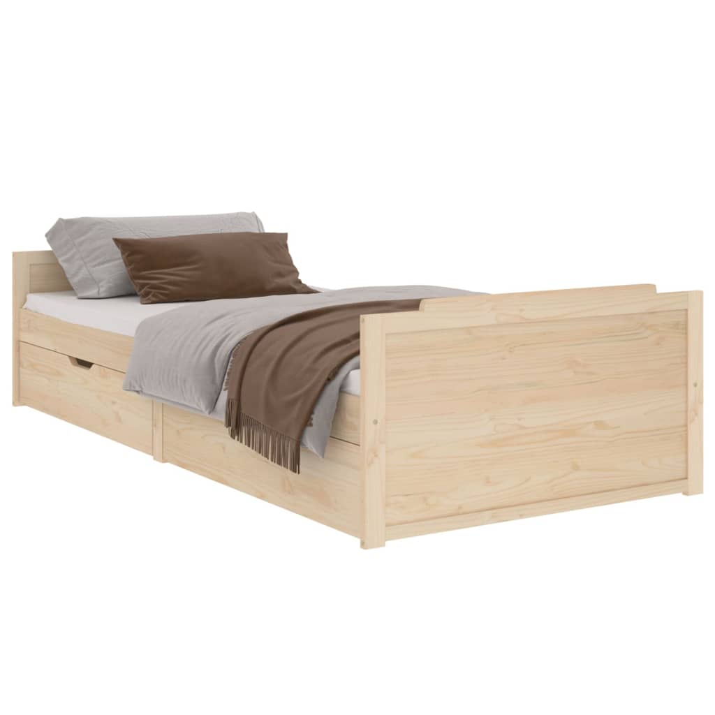 Bed frame without mattress solid pine wood 90x200 cm