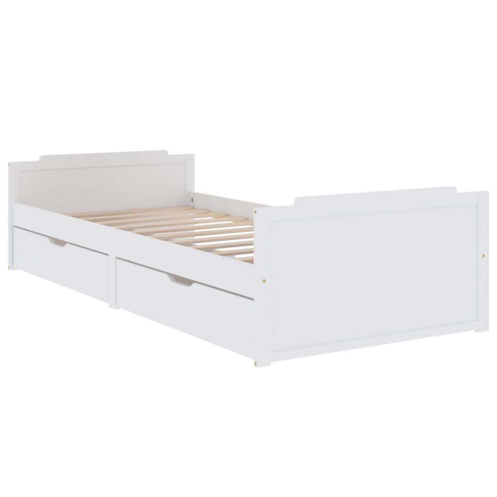 Bed frame without mattress white solid pine wood 90x200 cm