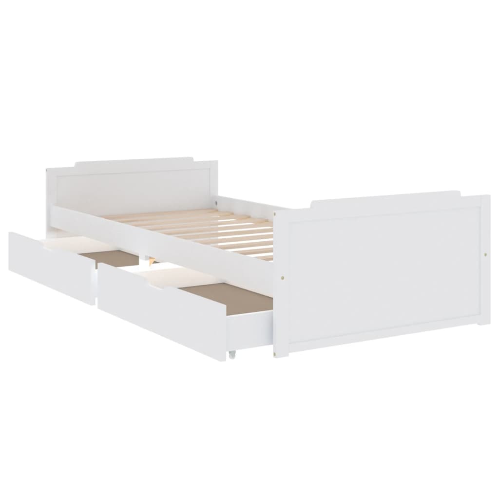 Bed frame without mattress white solid pine wood 90x200 cm