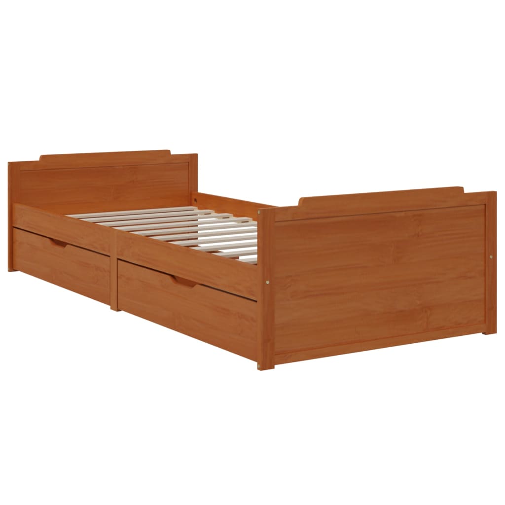 Cadre de lit sans matelas Marron miel Bois pin massif 90x200 cm