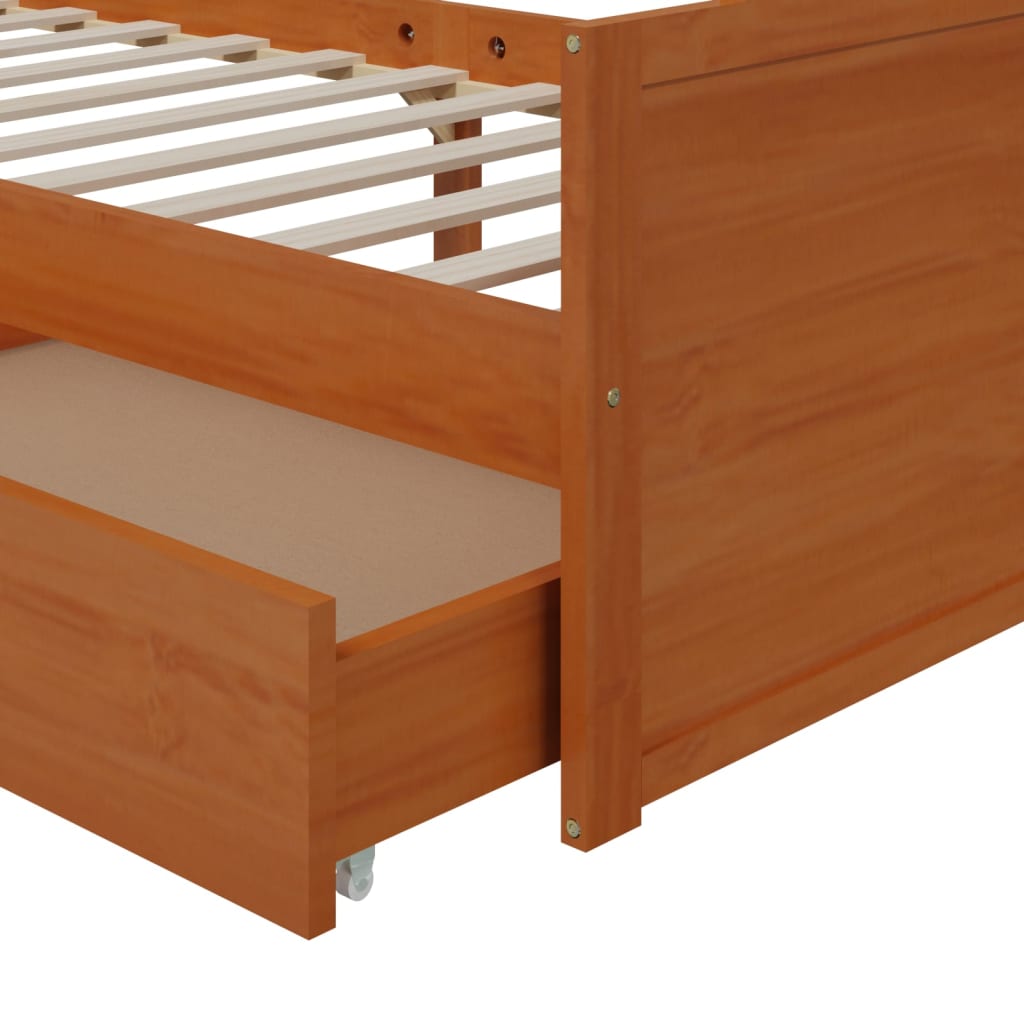 Cadre de lit sans matelas Marron miel Bois pin massif 90x200 cm