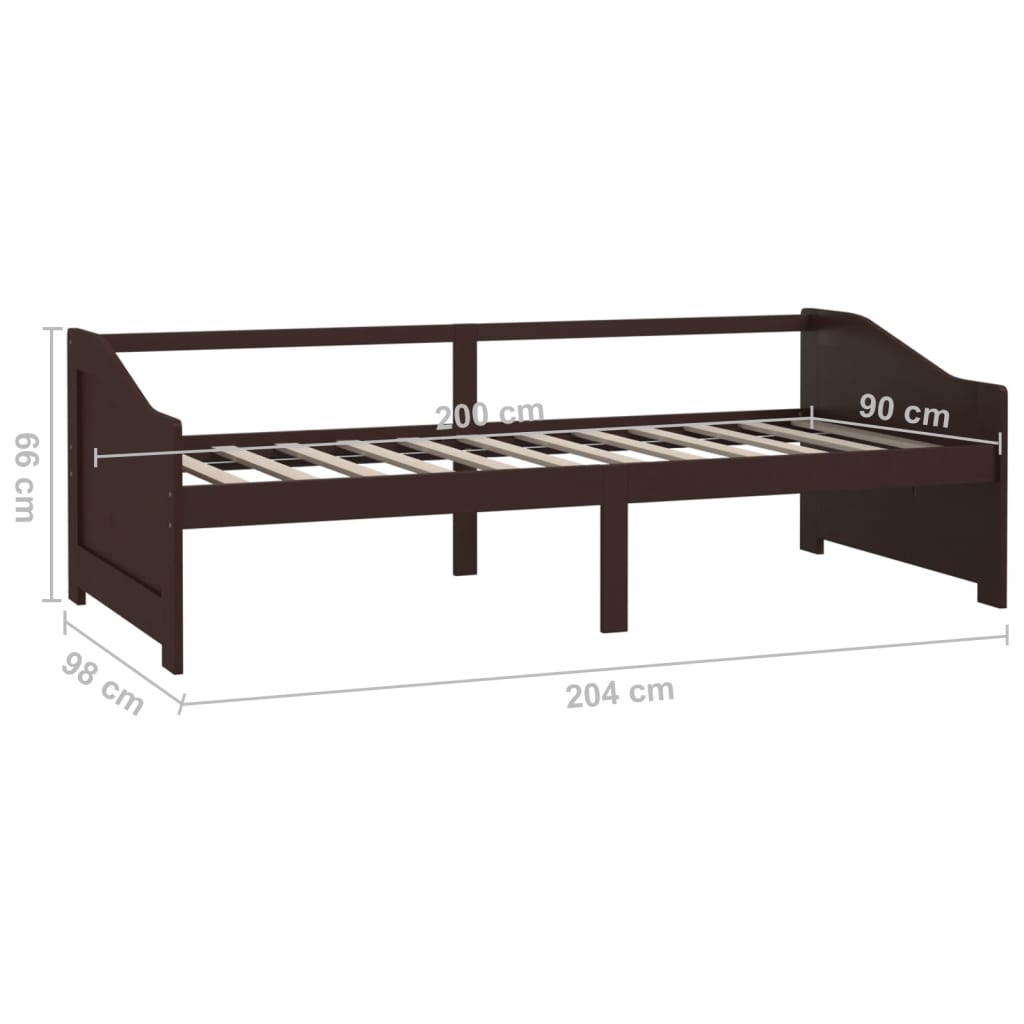 Lit de repos 3 places sans matelas Marron foncé 90x200 cm