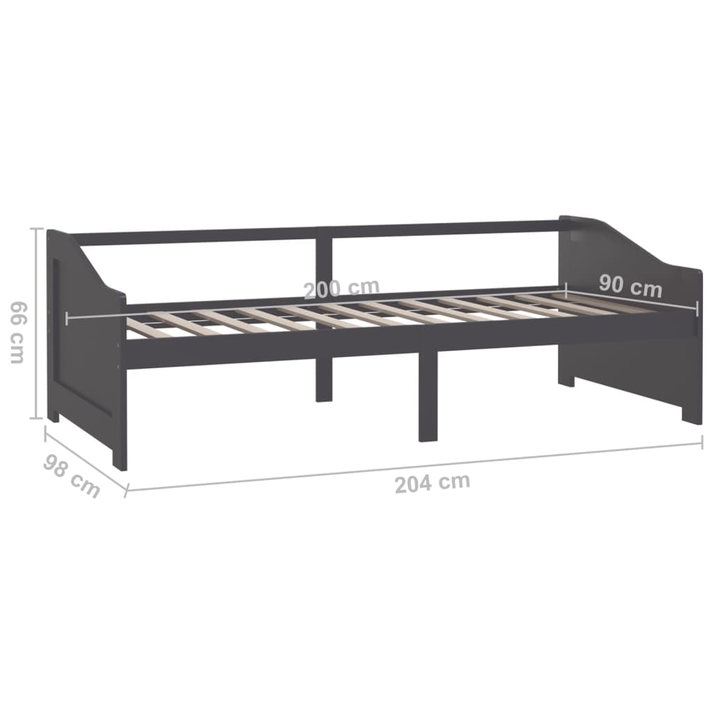 Lit de repos 3 places sans matelas Gris foncé 90x200 cm