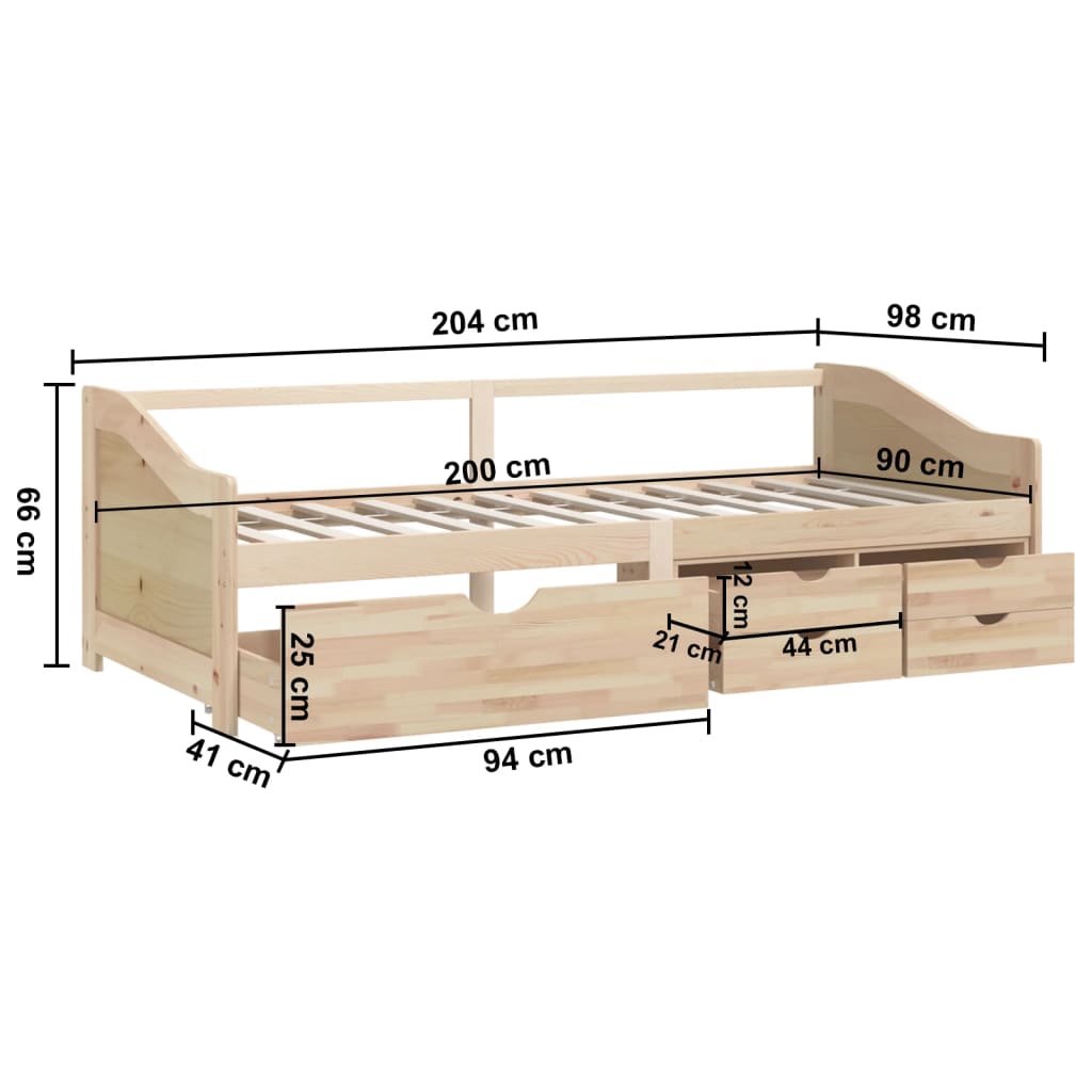 Lit de repos 3 places sans matelas Bois de pin massif 90x200 cm