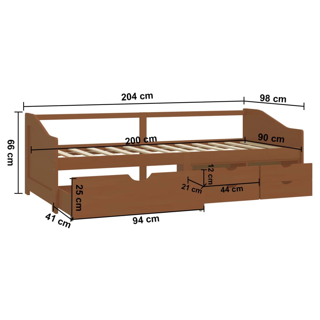 Lit de repos 3 places sans matelas Bois de pin massif 90x200 cm