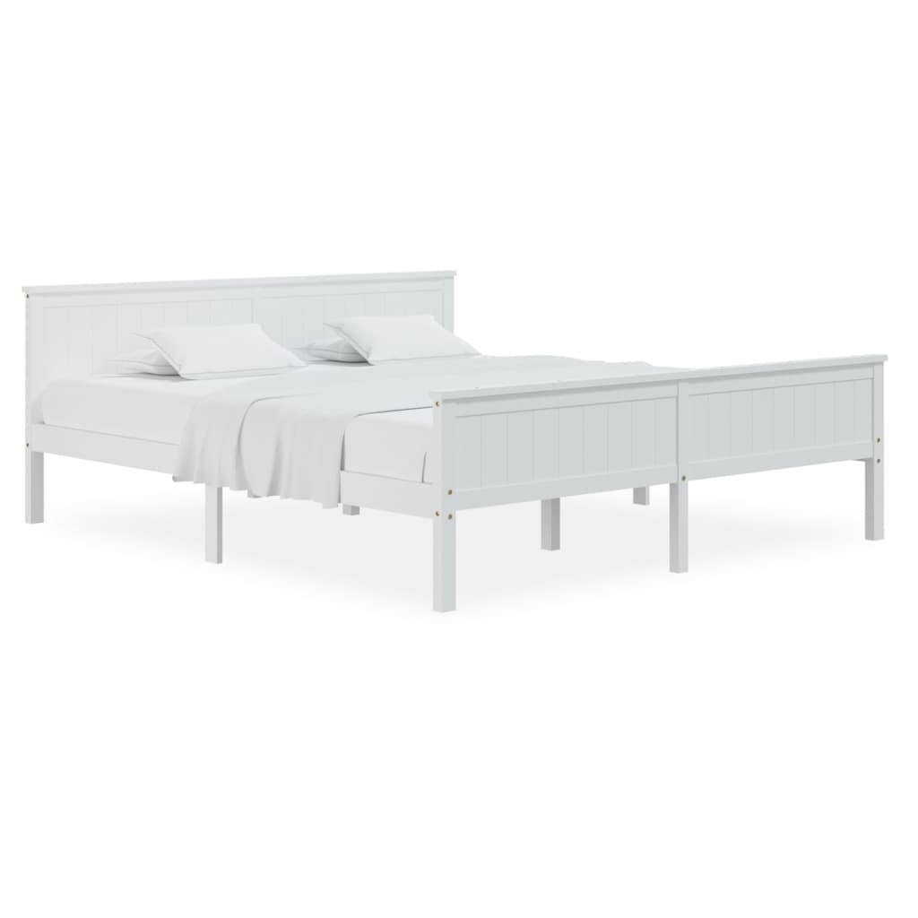 Cadre de lit sans matelas blanc bois massif de pin 200x200 cm