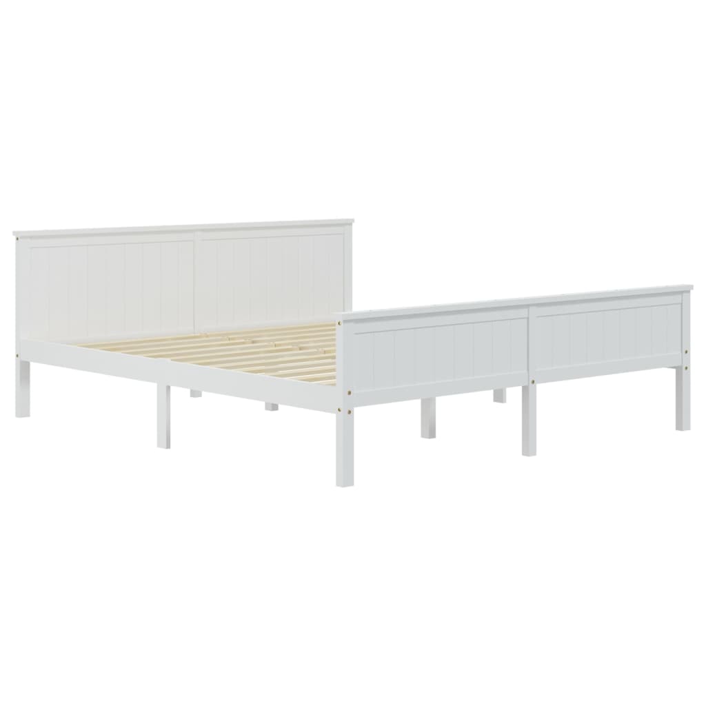 Cadre de lit sans matelas blanc bois massif de pin 200x200 cm