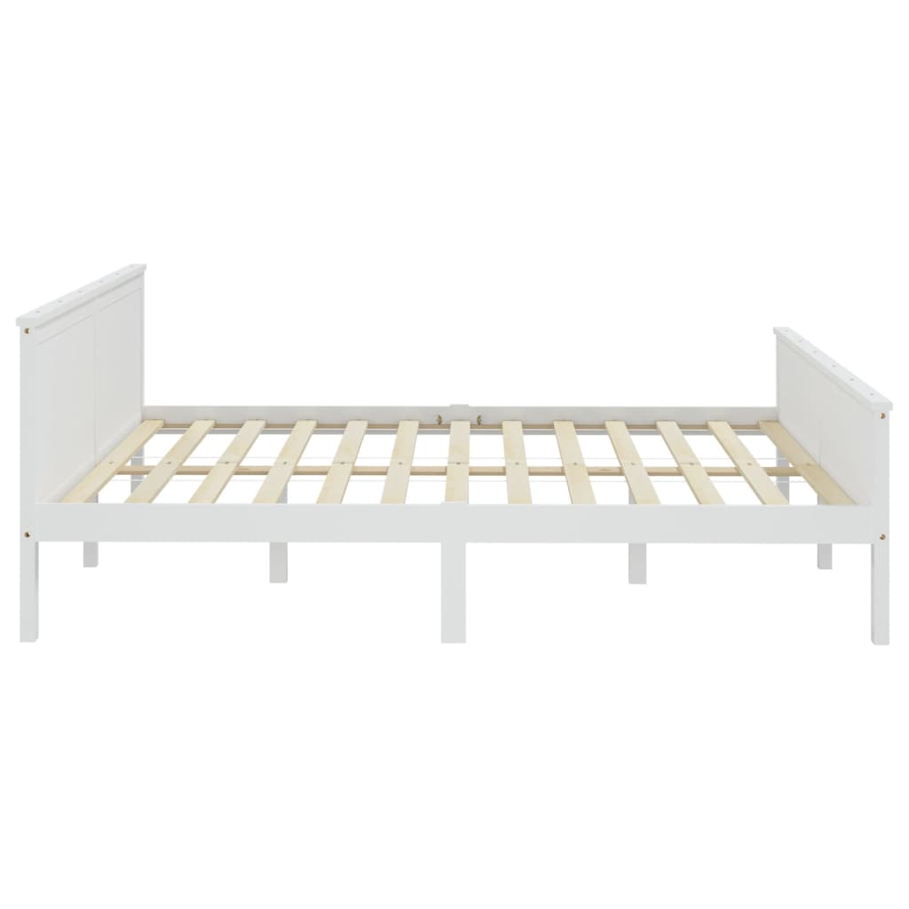 Cadre de lit sans matelas blanc bois massif de pin 200x200 cm