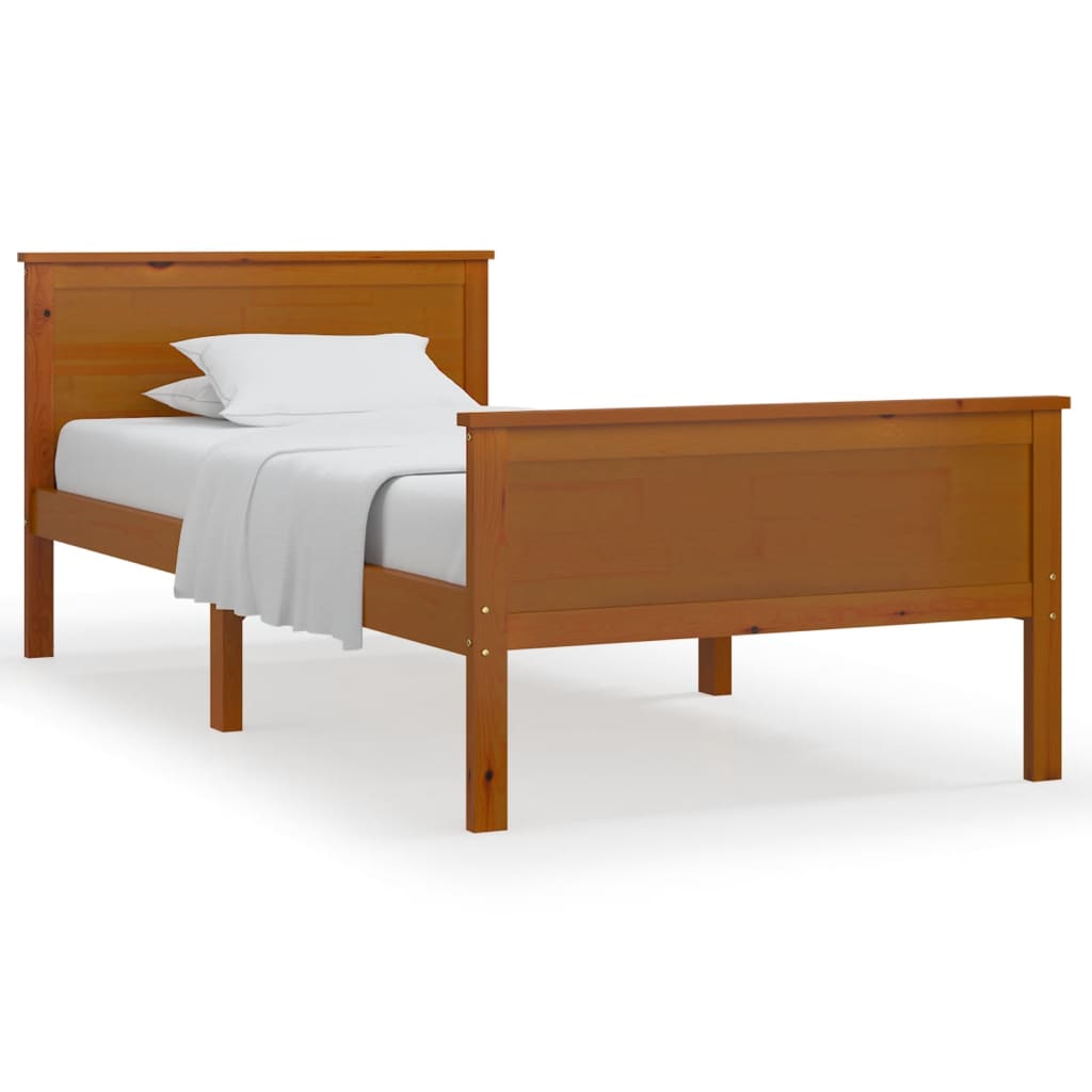 Cadre de lit sans matelas marron miel pin massif 100x200 cm