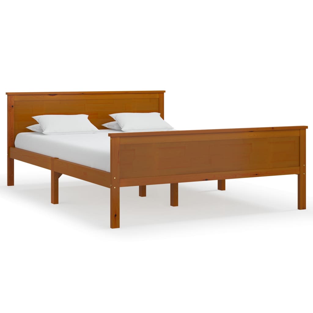 Cadre de lit sans matelas marron miel pin massif 120x200 cm