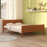 Cadre de lit sans matelas marron miel pin massif 120x200 cm