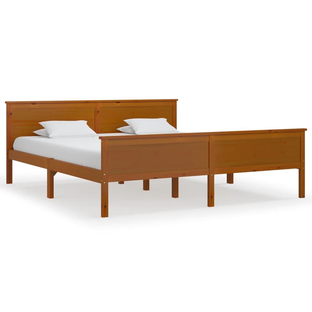 Cadre de lit sans matelas marron miel bois massif pin 180x200cm