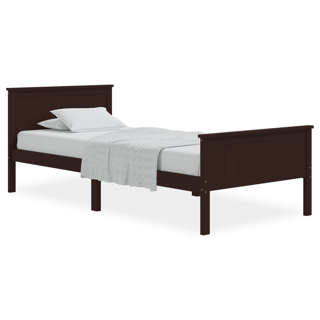 Cadre de lit sans matelas marron foncé pin massif 100x200 cm